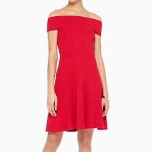 Kate Spade off the shoulder sweater dress in lingonberry